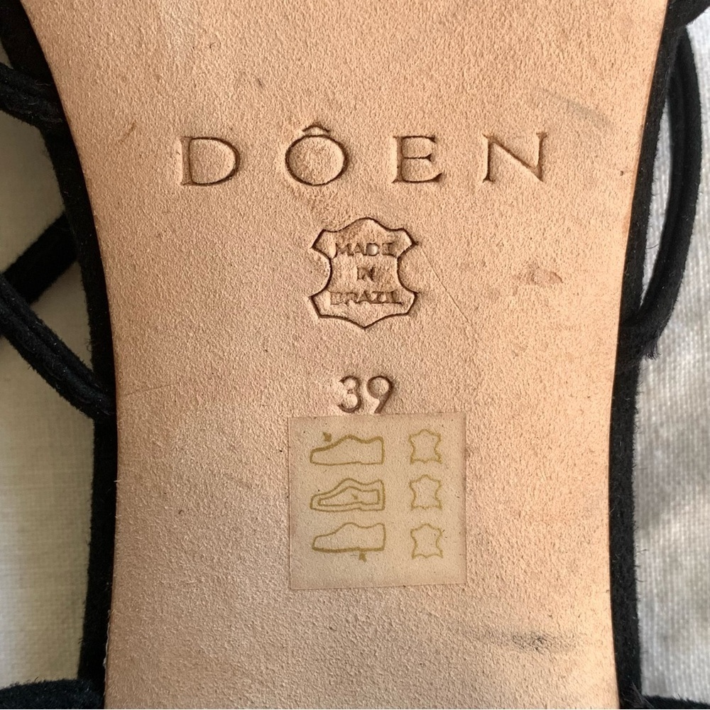 Doen Reve Strappy Knot Suede Block Kitten Low Heel Sandals Black - Picture 13 of 13